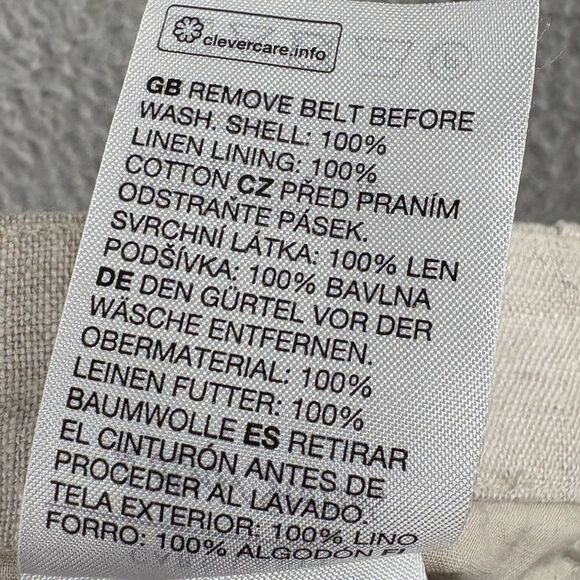 & Other Stories Linen belted trousers size 2 high waisted minimalist beige - Picture 15 of 16